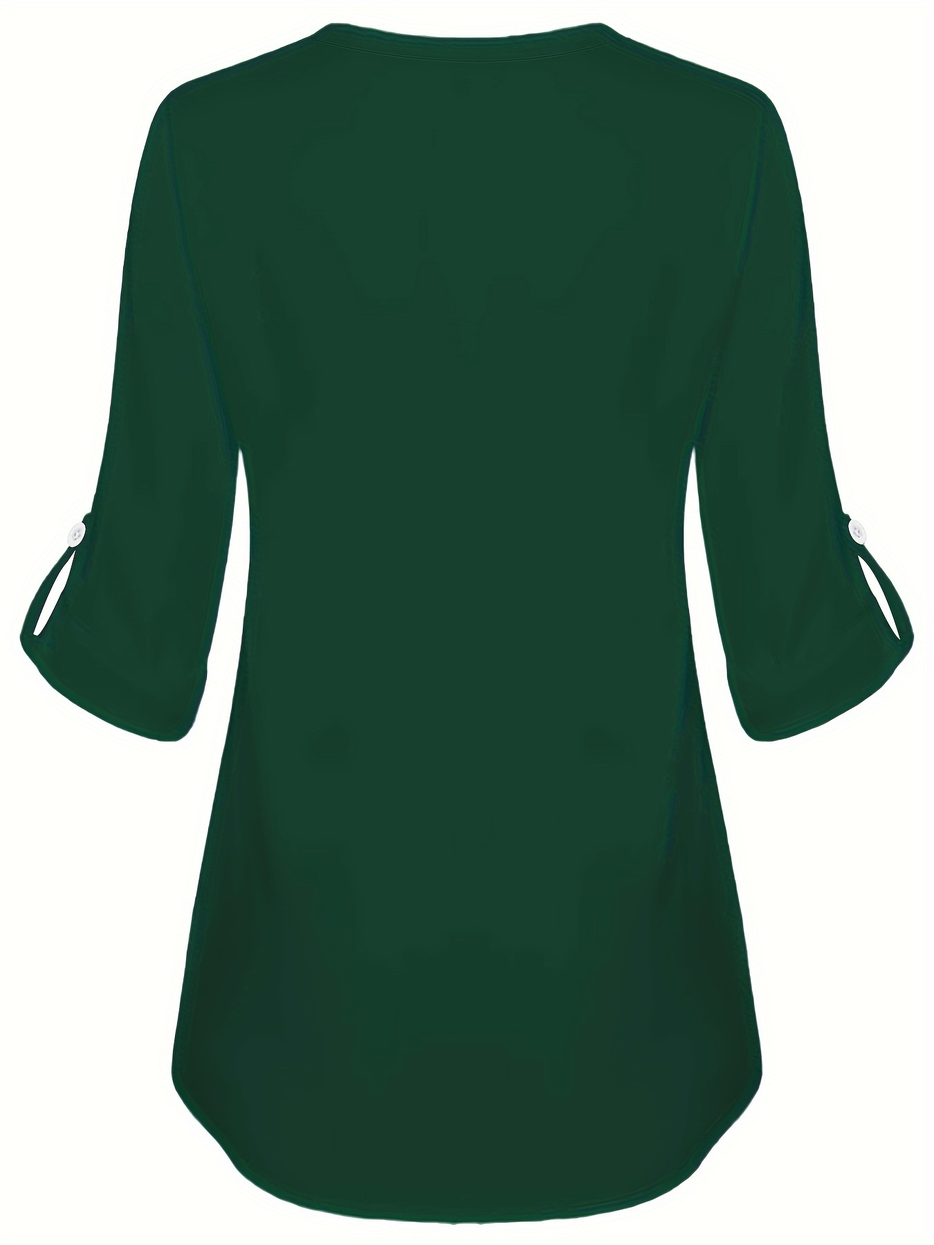 solid color notch neck blouse casual long sleeve blouse for spring fall womens clothing details 13