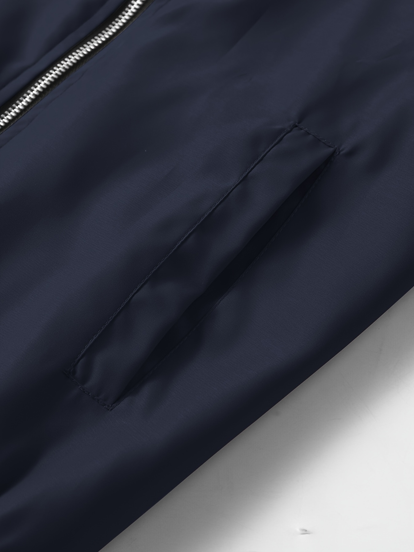 mens stylish solid jacket with pockets casual breathable stand collar zip up long sleeve outwear for spring fall details 13